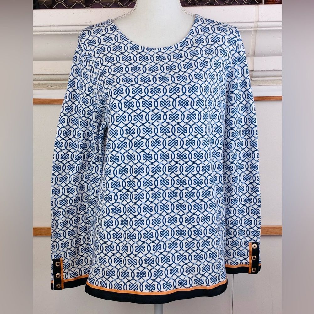 Talbots NWOT Gold anchor Buttons Preppy Top w/grosgrain ribbon trim